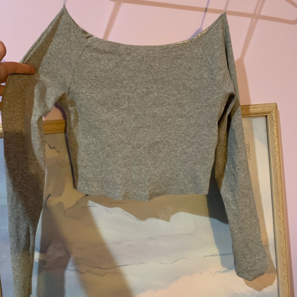 Crop long sleeve swoop neck